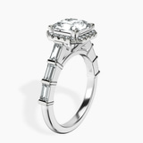 Platinum Rachel Halo Side Stone Lab Diamond Ring standing product image one