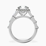 Platinum Rachel Halo Side Stone Lab Diamond Ring side right image one