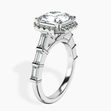 10kt White Gold Rachel Halo Side Stone Lab Diamond Ring standing product image one