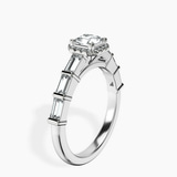 18kt White Gold Rachel Halo Side Stone Lab Diamond Ring standing product image one
