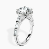 Platinum Rachel Halo Side Stone Lab Diamond Ring standing product image one