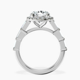 Platinum Rachel Halo Side Stone Lab Diamond Ring side right image one