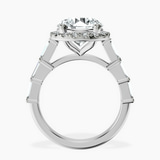 18kt White Gold Rachel Halo Side Stone Lab Diamond Ring side right image one