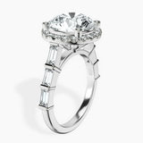 Platinum Rachel Halo Side Stone Lab Diamond Ring standing product image one