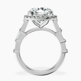 Platinum Rachel Halo Side Stone Lab Diamond Ring side right image one