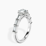 10kt White Gold Rachel Halo Side Stone Lab Diamond Ring standing product image one