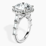Platinum Rachel Halo Side Stone Lab Diamond Ring standing product image one