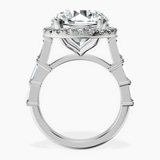 Platinum Rachel Halo Side Stone Lab Diamond Ring side right image one