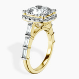 18kt Yellow Gold Rachel Halo Side Stone Lab Diamond Ring standing product image one