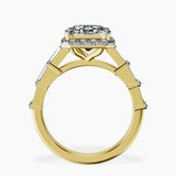 14kt Yellow Gold Rachel Halo Side Stone Lab Diamond Ring side right image one