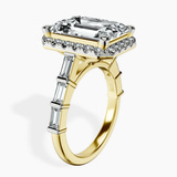 18kt Yellow Gold Rachel Halo Side Stone Lab Diamond Ring standing product image one