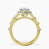 14kt Yellow Gold Rachel Halo Side Stone Lab Diamond Ring side right image one