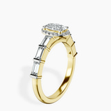 18kt Yellow Gold Rachel Halo Side Stone Lab Diamond Ring standing product image one