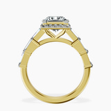 9ct Yellow Gold Rachel Halo Side Stone Lab Diamond Ring side right image one