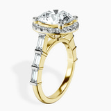 18kt Yellow Gold Rachel Halo Side Stone Lab Diamond Ring standing product image one