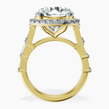18kt Yellow Gold Rachel Halo Side Stone Lab Diamond Ring side right image one