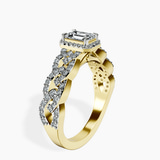 10kt Yellow Gold Imperiella Halo Celtic Knot Lab Diamond Ring standing product image one