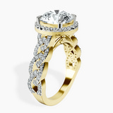 10kt Yellow Gold Imperiella Halo Celtic Knot Lab Diamond Ring standing product image one
