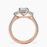 18kt Rose Gold Lavinia Three Stone Trapezoid Lab Diamond Ring side right image one