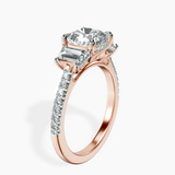 14ct Rose Gold Lavinia Three Stone Trapezoid Lab Diamond Ring standing product image one