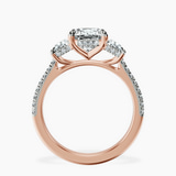 14ct Rose Gold Lavinia Three Stone Trapezoid Lab Diamond Ring side right image one