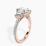 18ct Rose Gold Lavinia Three Stone Trapezoid Lab Diamond Ring standing product image one