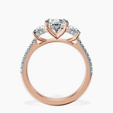 18ct Rose Gold Lavinia Three Stone Trapezoid Lab Diamond Ring side right image one