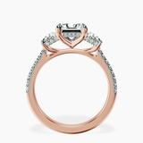 10kt Rose Gold Lavinia Three Stone Trapezoid Lab Diamond Ring side right image one