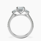 Platinum Lavinia Three Stone Trapezoid Lab Diamond Ring side right image one