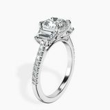 Platinum Lavinia Three Stone Trapezoid Lab Diamond Ring standing product image one