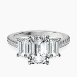 Platinum Lavinia Three Stone Trapezoid Lab Diamond Ring front image