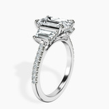 Platinum Lavinia Three Stone Trapezoid Lab Diamond Ring standing product image one