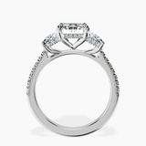 Platinum Lavinia Three Stone Trapezoid Lab Diamond Ring side right image one