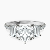 Platinum Lavinia Three Stone Trapezoid Lab Diamond Ring front image