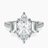 Platinum Lavinia Three Stone Trapezoid Lab Diamond Ring front image