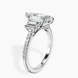 Platinum Lavinia Three Stone Trapezoid Lab Diamond Ring standing product image one