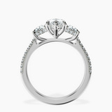 Platinum Lavinia Three Stone Trapezoid Lab Diamond Ring side right image one