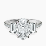 14kt White Gold Lavinia Three Stone Trapezoid Lab Diamond Ring front image