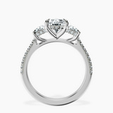 Platinum Lavinia Three Stone Trapezoid Lab Diamond Ring side right image one