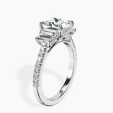 Platinum Lavinia Three Stone Trapezoid Lab Diamond Ring standing product image one