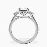 Platinum Lavinia Three Stone Trapezoid Lab Diamond Ring side right image one