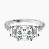 14kt White Gold Lavinia Three Stone Trapezoid Lab Diamond Ring front image