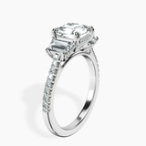 14kt White Gold Lavinia Three Stone Trapezoid Lab Diamond Ring standing product image one