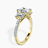 10kt Yellow Gold Lavinia Three Stone Trapezoid Lab Diamond Ring standing product image one
