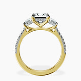 10kt Yellow Gold Lavinia Three Stone Trapezoid Lab Diamond Ring side right image one