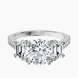 18kt Yellow Gold Lavinia Three Stone Trapezoid Lab Diamond Ring front image