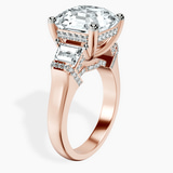 10kt Rose Gold Astrid Three Stone Trapezoid Lab Diamond Ring standing product image one