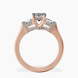 10kt Rose Gold Astrid Three Stone Trapezoid Lab Diamond Ring side right image one