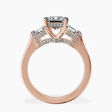 18kt Rose Gold Astrid Three Stone Trapezoid Lab Diamond Ring side right image one