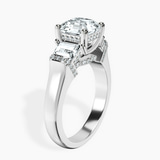 Platinum Astrid Three Stone Trapezoid Lab Diamond Ring standing product image one